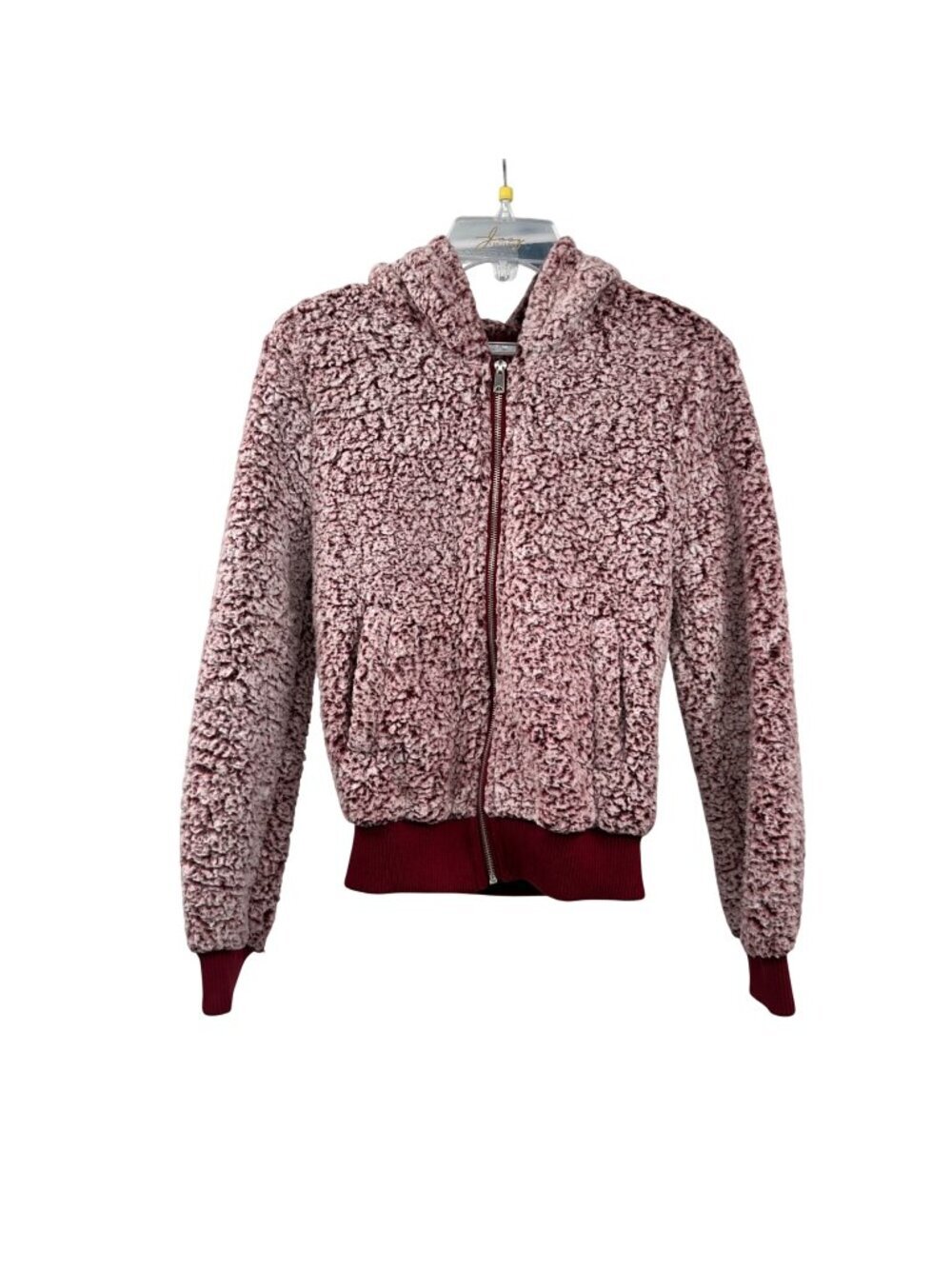Love Tree Womens Sherpa Jacket Hooded Plum/Multi Size Small Pockets